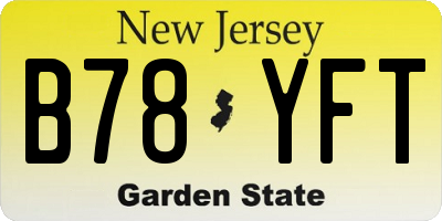 NJ license plate B78YFT