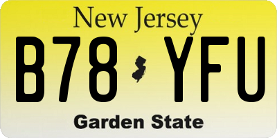 NJ license plate B78YFU