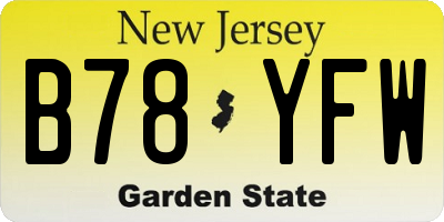 NJ license plate B78YFW
