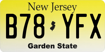 NJ license plate B78YFX