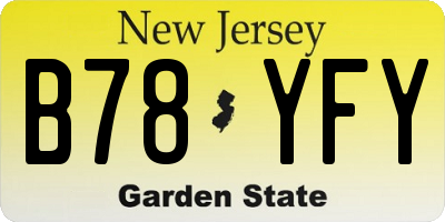 NJ license plate B78YFY