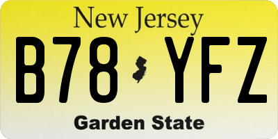 NJ license plate B78YFZ
