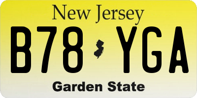 NJ license plate B78YGA