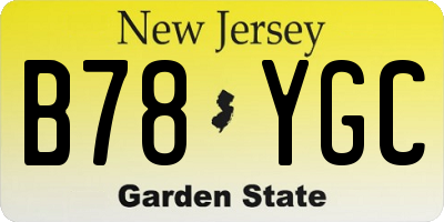 NJ license plate B78YGC