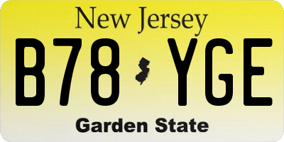 NJ license plate B78YGE