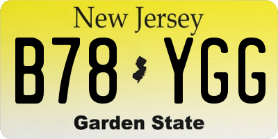 NJ license plate B78YGG