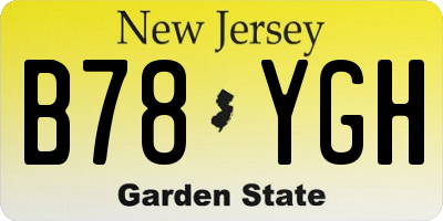 NJ license plate B78YGH