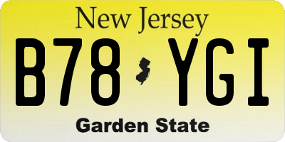 NJ license plate B78YGI
