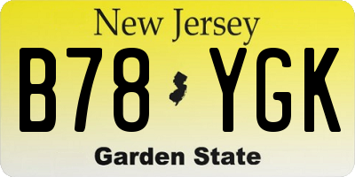 NJ license plate B78YGK
