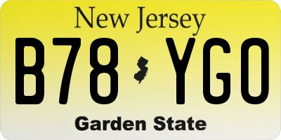 NJ license plate B78YGO