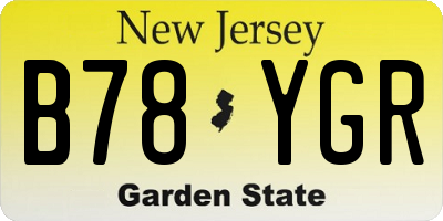 NJ license plate B78YGR