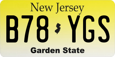 NJ license plate B78YGS