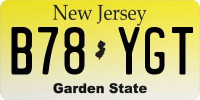NJ license plate B78YGT
