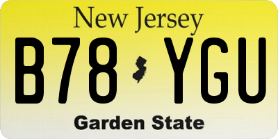 NJ license plate B78YGU