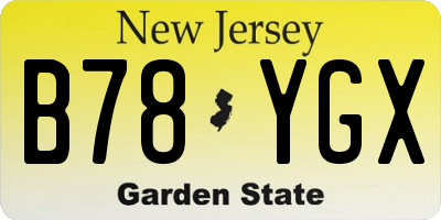 NJ license plate B78YGX