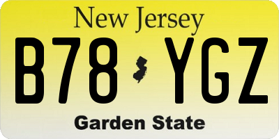 NJ license plate B78YGZ