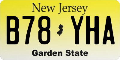 NJ license plate B78YHA