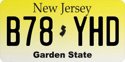 NJ license plate B78YHD