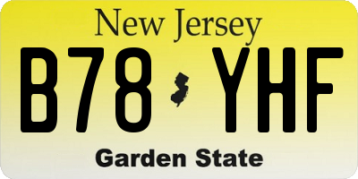 NJ license plate B78YHF