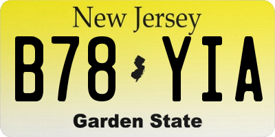 NJ license plate B78YIA