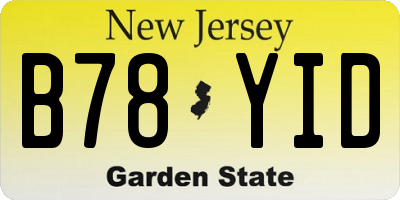 NJ license plate B78YID
