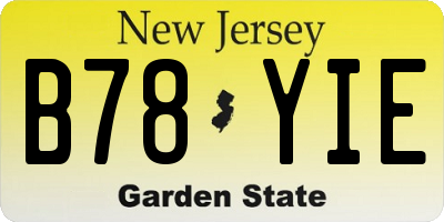 NJ license plate B78YIE