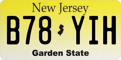 NJ license plate B78YIH