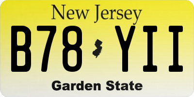 NJ license plate B78YII