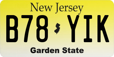 NJ license plate B78YIK