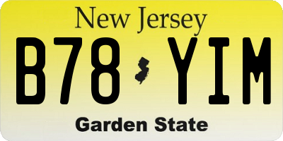 NJ license plate B78YIM