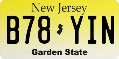 NJ license plate B78YIN