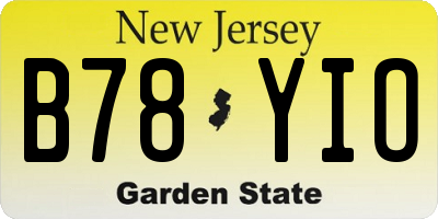 NJ license plate B78YIO