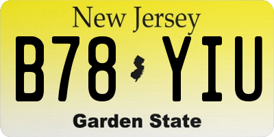 NJ license plate B78YIU