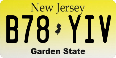 NJ license plate B78YIV