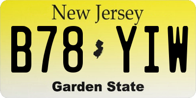 NJ license plate B78YIW