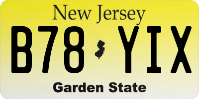 NJ license plate B78YIX