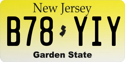 NJ license plate B78YIY