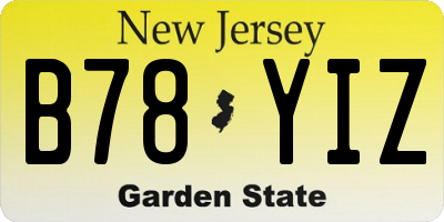 NJ license plate B78YIZ
