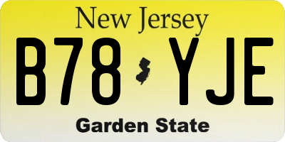 NJ license plate B78YJE