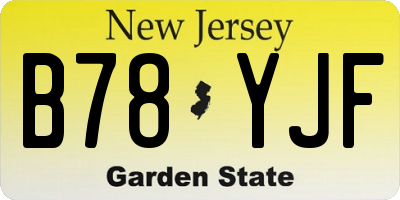 NJ license plate B78YJF