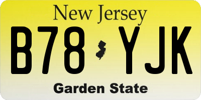 NJ license plate B78YJK