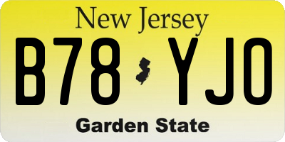 NJ license plate B78YJO