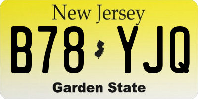 NJ license plate B78YJQ