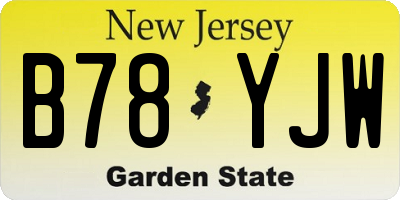 NJ license plate B78YJW