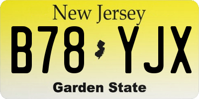 NJ license plate B78YJX