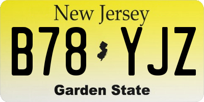 NJ license plate B78YJZ