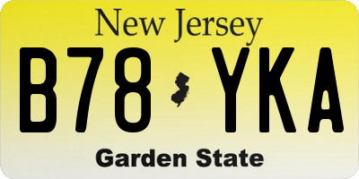 NJ license plate B78YKA