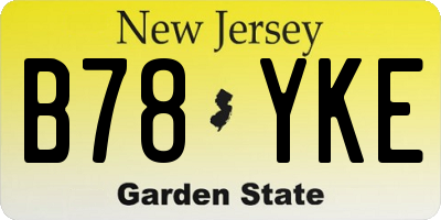 NJ license plate B78YKE