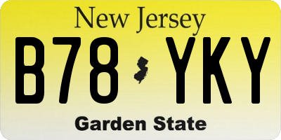 NJ license plate B78YKY
