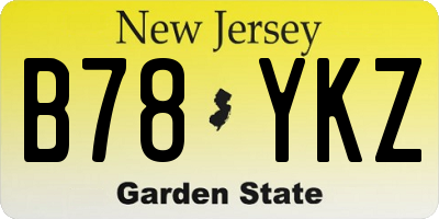 NJ license plate B78YKZ